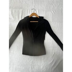 Lulu Lemon Black Athletic Jacket Full Zip‎ Hoodie Thumbholes Women Size ?